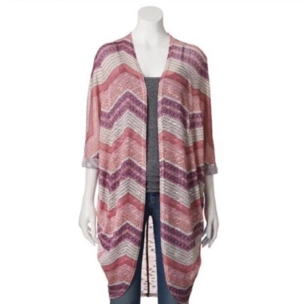 MUDD lightweight pastel chevron cocoon cardigan Jr size medium